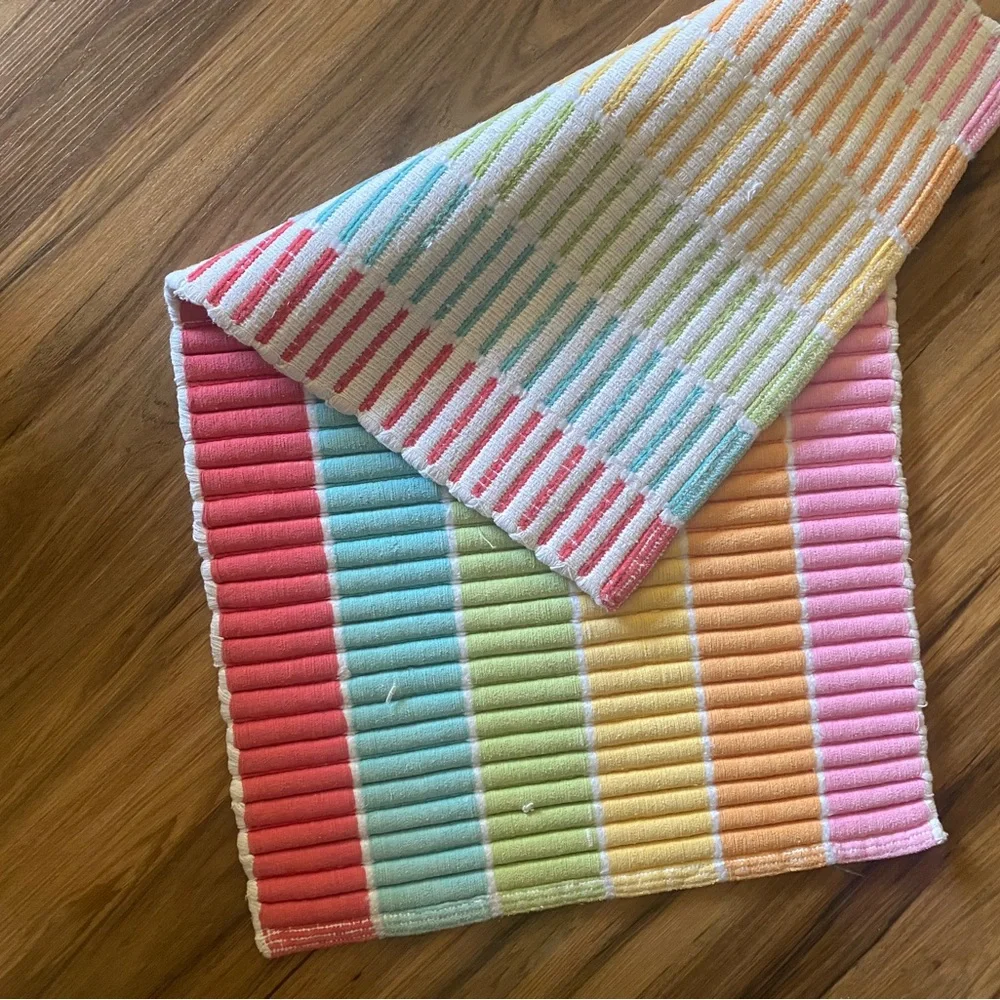 Vibrant rainbow multi-colored bath mat